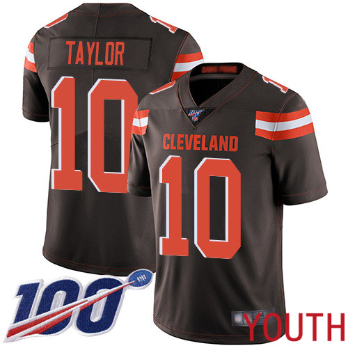 Cleveland Browns Taywan Taylor Youth Brown Limited Jersey #10 NFL Football Home 100th Season Vapor Untouchable->youth nfl jersey->Youth Jersey
